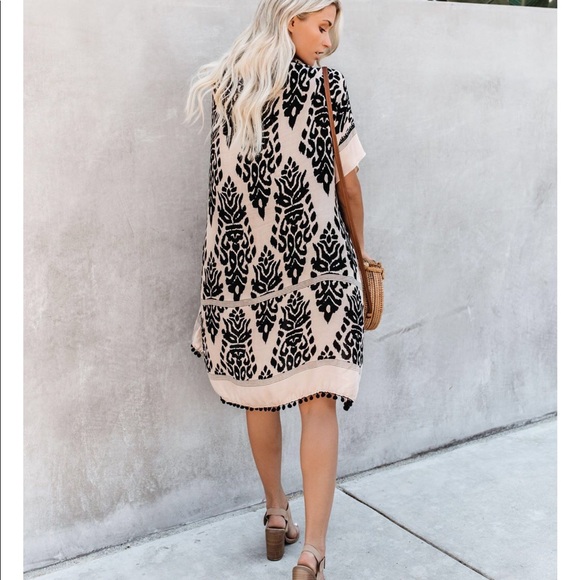 REGGIE-Printed Kimono With Pom Detail - Picture 4 of 4